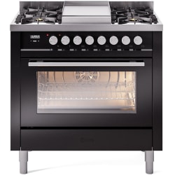 36 Inch Freestanding Dual Fuel Range  - 36 Inch Triple Glass Door Freestanding Dual Fuel Range with 6 Sealed Burner and Griddle view