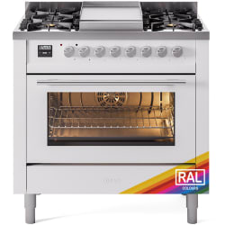 36 Inch Freestanding Dual Fuel Range  - 36 Inch Triple Glass Door Freestanding Dual Fuel Range with 6 Sealed Burner and Griddle view