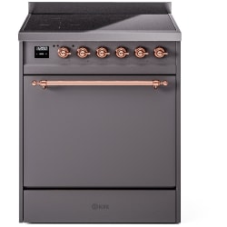 30 Inch Freestanding Induction Range  - 30 Inch Solid Door Freestanding Induction Range in Copper Trim with 4 Elements view