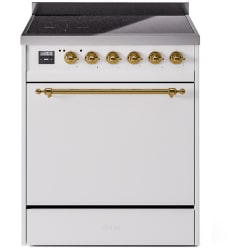 30 Inch Freestanding Induction Range  - 30 Inch Solid Door Freestanding Induction Range in Brass Trim with 4 Elements view
