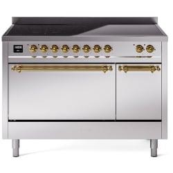 48 Inch Freestanding Induction Range  - 48 Inch Solid Door Freestanding Induction Range in Brass Trim with 6 Elements view