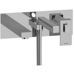 Wall Mount Tub Filler Trim  - Kubik Wall Mount Tub Filler Trim with Hand Shower in Chrome view