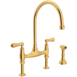 Double Lever Cast Spout Bridge Kitchen Faucet - u4719leg2_front view view