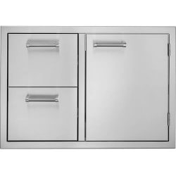 30 Inch Outdoor Double Drawer and Access Door Combo - Stainless Steel (18" High) - Front View view