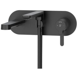 Wall Mount Thermostatic / Pressure Balance Tub Filler Trim  - Nibi™ Wall Mount Thermostatic / Pressure Balance Tub Filler Trim with Hand Shower in Black view