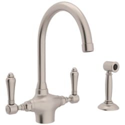 Double Lever Cast Spout Kitchen Faucet - Satin Nickel view