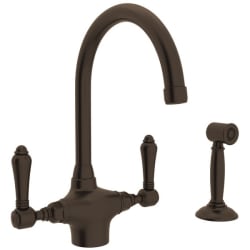 Double Lever Cast Spout Kitchen Faucet  - Tuscan Brass view