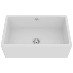 30 Inch Single Bowl Apron Front Fireclay Kitchen Sink  - White Top View view