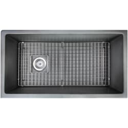 34 Inch Dualmount Weellfleet Fireclay Single Bowl Kitchen Sink  - Wellfleet3419concrete_Front View view