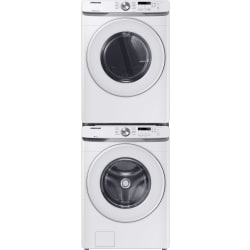 Stacked Front Load Washer and Electric Dryer Set in White - Laundry Pair view