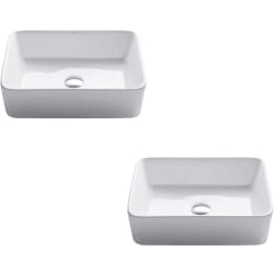 19 Inch Rectangular Ceramic Vessel Bathroom Sink - White Rectangular Ceramic Bathroom Sink view