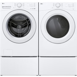 Side-by-Side on SideKick Pedestals Front Load Washer and Gas Dryer Set in White - Washer and Dryer Set view