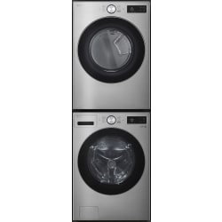 Stacked Front Load Washer and Electric Dryer Set in Graphite Steel - Stacked Washer &amp; Dryer Set with Front Load Washer &amp; Gas Dryer in Graphite Steel view