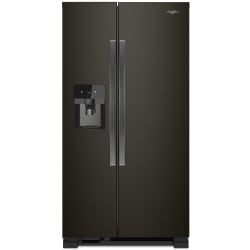 36 Inch Freestanding Side by Side Refrigerator - Black Stainless Steel Front view