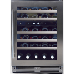 24 Inch Dual Zone Wine Cooler - Front View Stainless Steel Right Hinge view
