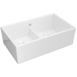 33 Inch Low Divide Double Bowl Apron Front Fireclay Kitchen Sink - 33 Inch Shaker Low Divide Double Bowl Apron Front Fireclay Kitchen Sink view
