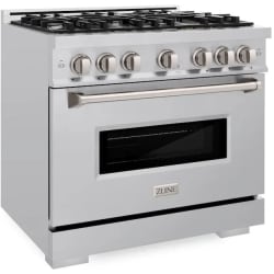 36 Inch Freestanding Dual Fuel Range  - ZLINE 36 in. 5.2 cu. ft. Classic Dual Fuel Range with 6 Burner Gas Cooktop and Electric Convection Oven in Stainless Steel (CDR36) main image. 36 Inch Freestanding Dual Fuel Range view