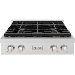 30 Inch Gas Rangetop  - ZLINE 30 in. Paramount Gas Rangetop with 4 Burners and Porcelain Cooktop in Satin Stainless Steel (SRTS-30) front. 30 Inch Gas Rangetop with 4 Sealed Burners view