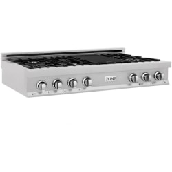 48 Inch Gas Rangetop  - ZLINE 48 in. Legacy Gas Rangetop with 7 Burners and Porcelain Cooktop in Satin Stainless Steel (RTS-48) main image. 48 in. Legacy Gas Rangetop with 7 Burners and Porcelain Cooktop view