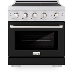 30 Inch Freestanding Paramount Induction Range  - ZLINE 30 in. 4.2 cu. ft. Paramount Induction Range with 4 Element Cooktop and Electric Convection Oven in Stainless Steel with Black Matte Door (SINR-BLM-30) view