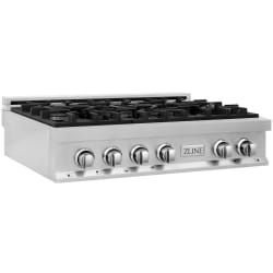 36 Inch Gas Rangetop  - ZLINE 36 in. Legacy Gas Rangetop with 6 Burners and Porcelain Cooktop in Stainless Steel (RT36) main image. 36 in. Legacy Gas Rangetop with 6 Burners and Porcelain Cooktop view