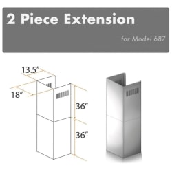 2 Pcs. 36 In. Chimney Extensions for 10 Ft. to 12 Ft. Ceilings - 2 Pcs. 36 In. Chimney Extensions for 10 Ft. to 12 Ft. Ceilings view