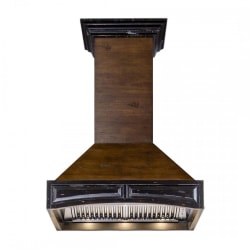 42 Inch Designer Series Wooden Wallmount Range Hood in Antigua and Walnut  - 42 Inch Wooden Wallmount Range Hood view