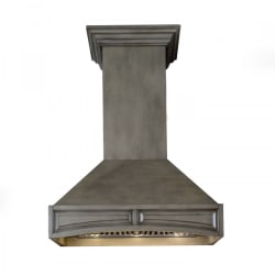 Designer Series Wooden Wall Mount Range Hood in Distressed Grey  - Wooden Wallmount Range Hood view