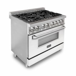 36 Inch Freestanding Dual Fuel Range - 36 Inch Dual Fuel - Gas Range/Electric Oven - White Matte view