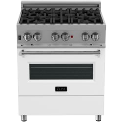 30 Inch Professional Dual Fuel Range - Professional DuraSnow® Dual Fuel Range - White Matte view