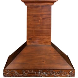 Wooden Wall Mount Range Hood - Wooden Wall Mount Range Hood in Walnut-Toned Distressed Finish view