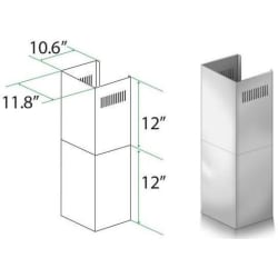 12 Inch Short Chimney Pieces for 7 ft. to 8 ft. Ceilings (2 Pcs.) - Short Chimney Pieces view