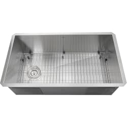 32 Inch Pro Series Large Rectangle Single Bowl Undermount Small Radius Stainless Steel Kitchen Sink, Offset Drain - 32 Inch Pro Series Large Rectangle Single Bowl view