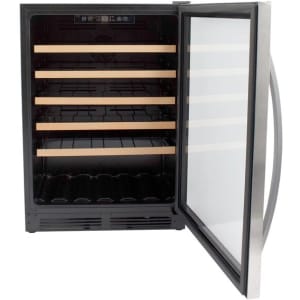 24 Inch Freestanding Wine Cooler  - 24 Inch Freestanding Wine Cooler 5 Wire Shelves with Wooden Trim view