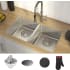 Kraus Dex Series KD1UD33B - Undermount Double Bowl Stainless Steel Kitchen Sink with Accessories