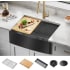 Kraus KWF21027PGM - 27 Inch Farmhouse Workstation Single Bowl Kitchen Sink Lifestyle