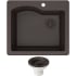 Kraus Quarza Series KGD441BROWNPST1BR - Quarza™ 25 Inch Dual Mount Single Bowl Granite Kitchen Sink and Strainer in Brown