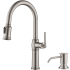 Kraus Sellette KPF1682SFSKSD80SFS - Traditional Single Handle Pull-Down Kitchen Faucet with Soap Dispenser and Deck Plate in Spot Free Stainless Steel