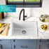 Kraus KFD124GWH - Fireclay 24 Inch Single Bowl Dual Mount Kitchen Sink Top Angle View