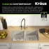 Kraus Dex Series KD1UD33B - 33" Undermount 16 Gauge Stainless Steel 50/50 Double Bowl Kitchen Sink with DrainAssure Waterway Feature