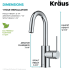 Kraus Oletto Series KPF2600CH - Single Handle Bar/Prep Kitchen Faucet Dimension