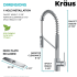 Kraus Oletto Series KPF2631CH - Single Handle Commercial Kitchen Faucet Dimension