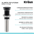 Kraus PU10MB - Pop-Up Drain for Bathroom Sink Features