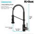 Kraus Bolden Series KPF1610MBSB - Single Handle Commercial Style Pull Down Kitchen Faucet Dimensions