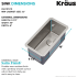 Kraus Standart PRO Series KHU10110 - Undermount Single Bowl Stainless Steel Kitchen Sink Dimension