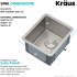 Kraus Standart PRO Series KHU10113 - Undermount Single Bowl Stainless Steel Kitchen Sink Dimension
