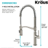 Kraus Sellette KPF1683SFS - Single Handle Commercial Style Pull Down Kitchen Faucet Dimension