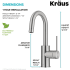 Kraus Oletto Series KPF2600SFS - Single Handle Bar/Prep Kitchen Faucet Dimension