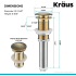 Kraus PU10BG - Pop-Up Drain for Bathroom Sink without Overflow Dimension