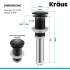 Kraus PU10MB - Pop-Up Drain for Bathroom Sink without Overflow Dimension